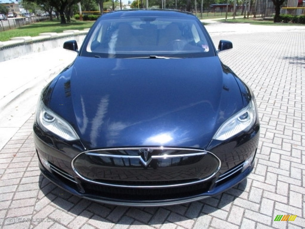 2013 Model S P85 Performance - Blue Metallic / Tan photo #15