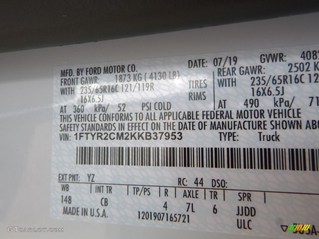 2019 Transit Van 250 MR Long - Oxford White / Pewter photo #11
