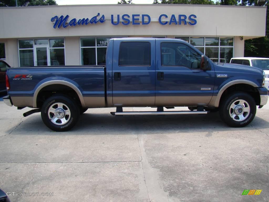 2006 F250 Super Duty Lariat FX4 Off Road Crew Cab 4x4 - Medium Wedgewood Blue Metallic / Tan photo #1