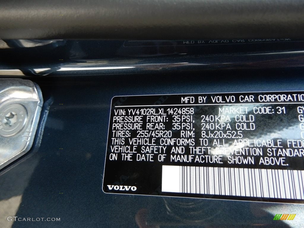 2020 XC60 T5 AWD Inscription - Denim Blue Metallic / Amber photo #11