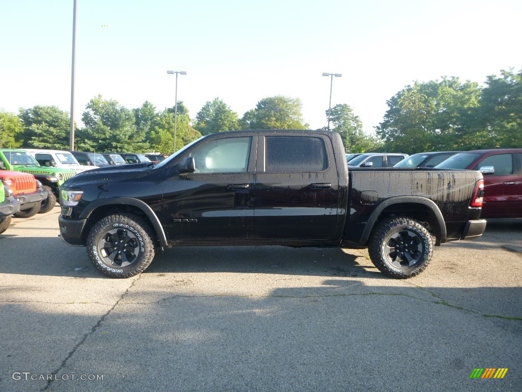 2019 1500 Rebel Crew Cab 4x4 - Diamond Black Crystal Pearl / Black/Red photo #2