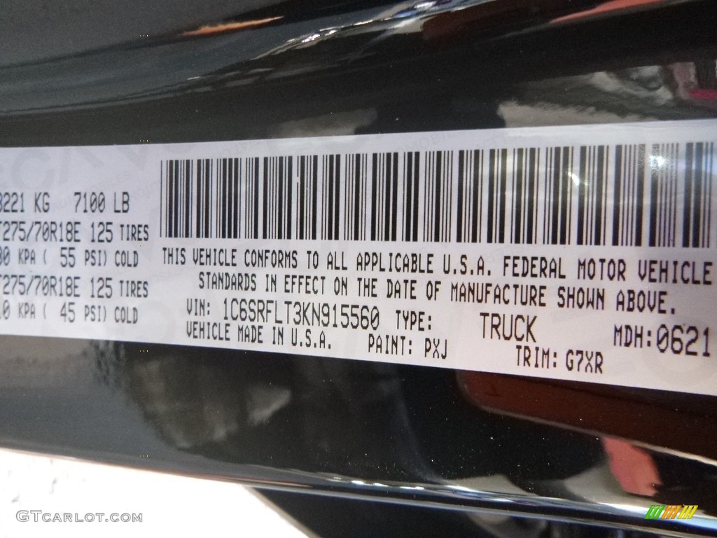 2019 1500 Rebel Crew Cab 4x4 - Diamond Black Crystal Pearl / Black/Red photo #14