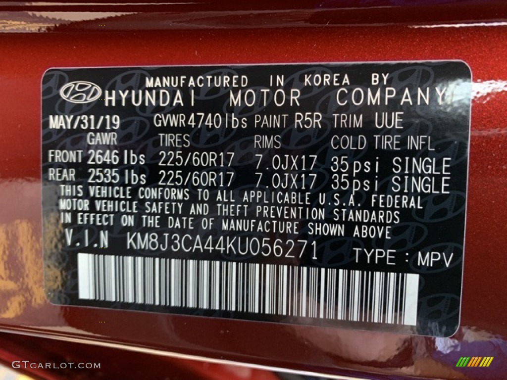 2019 Tucson Value - Gemstone Red / Beige photo #10