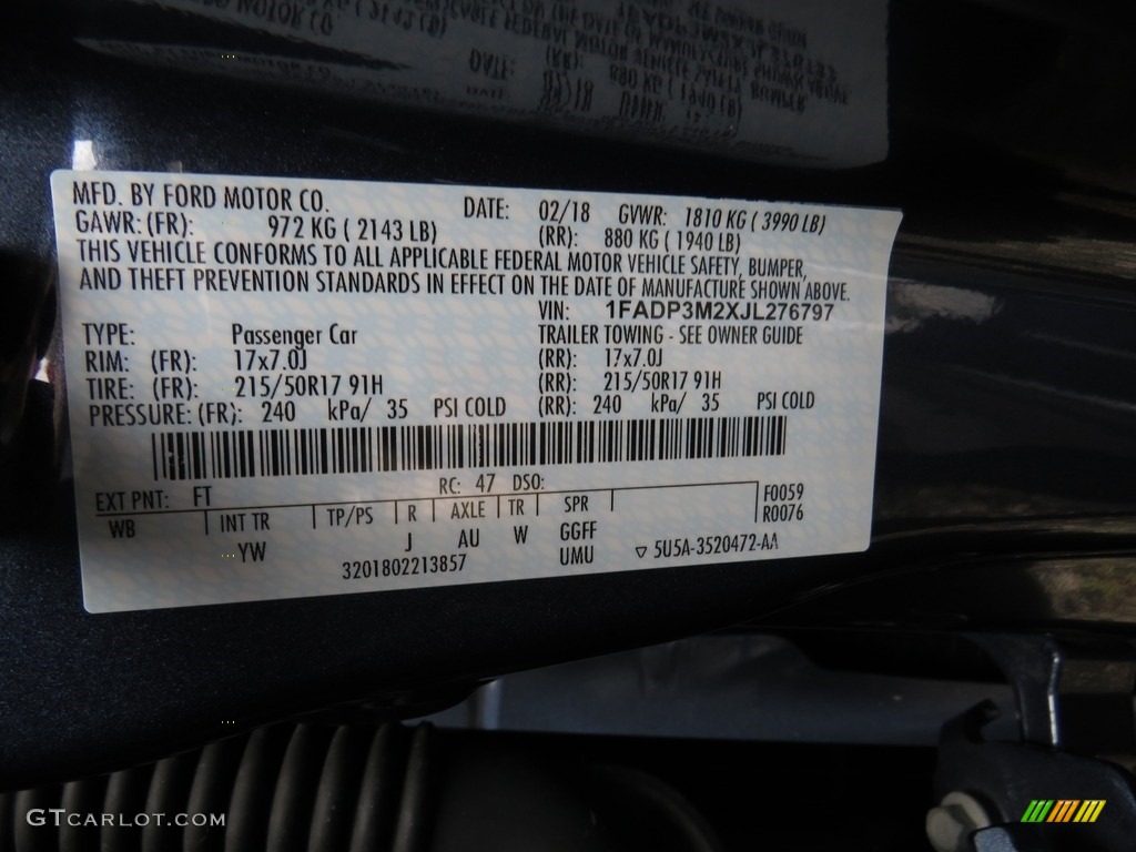 2018 Focus SEL Hatch - Blue Metallic / Charcoal Black photo #40