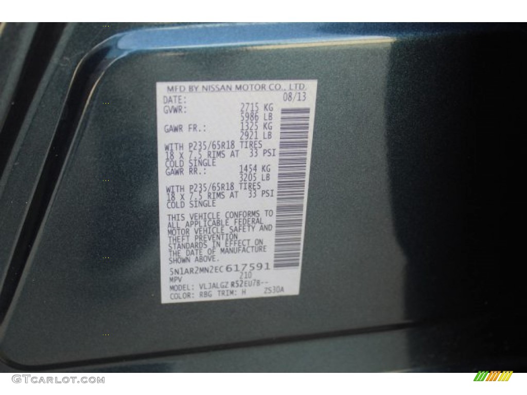 2014 Pathfinder SL - Arctic Blue Metallic / Almond photo #33