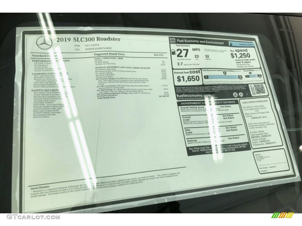 2019 Mercedes-Benz SLC 300 Roadster Window Sticker Photo #134571769
