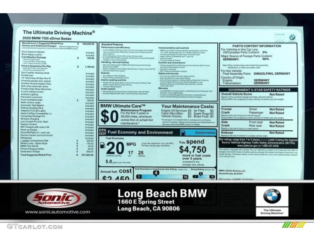 2020 7 Series 750i xDrive Sedan - Black Sapphire Metallic / Black photo #10
