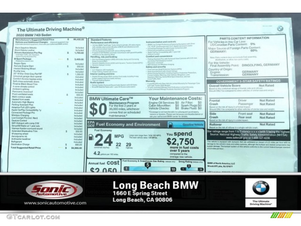 2020 7 Series 740i Sedan - Black Sapphire Metallic / Black photo #10