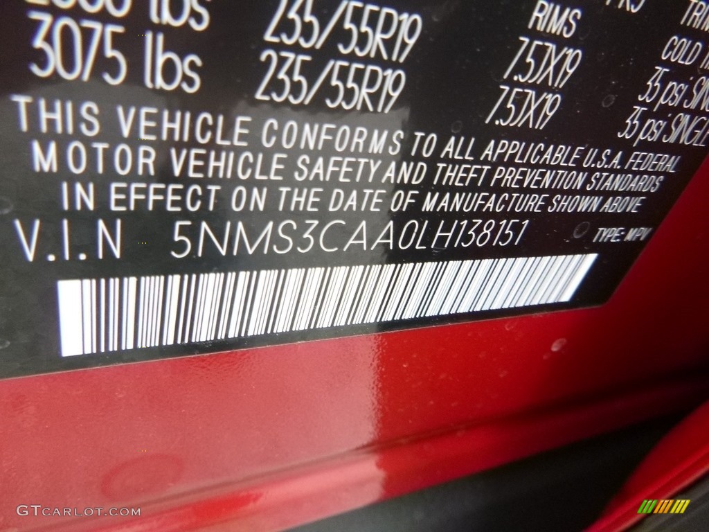 2020 Santa Fe SEL 2.0 AWD - Calypso Red / Black photo #12