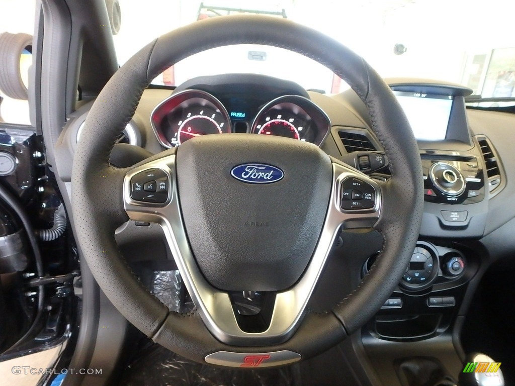 2019 Ford Fiesta ST Hatchback Charcoal Black Steering Wheel Photo #134591890