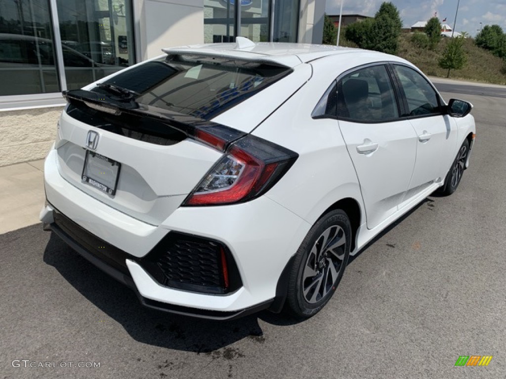 2019 Civic LX Hatchback - White Orchid Pearl / Black photo #7