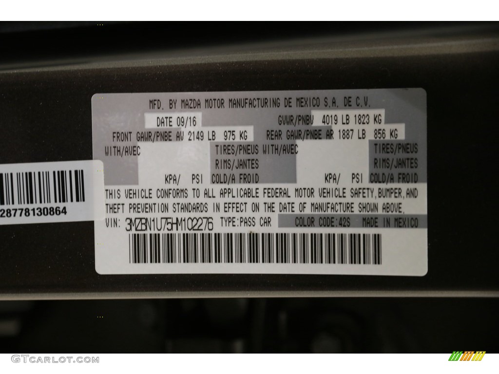 2017 MAZDA3 Sport 4 Door - Titanium Flash Mica / Black photo #22