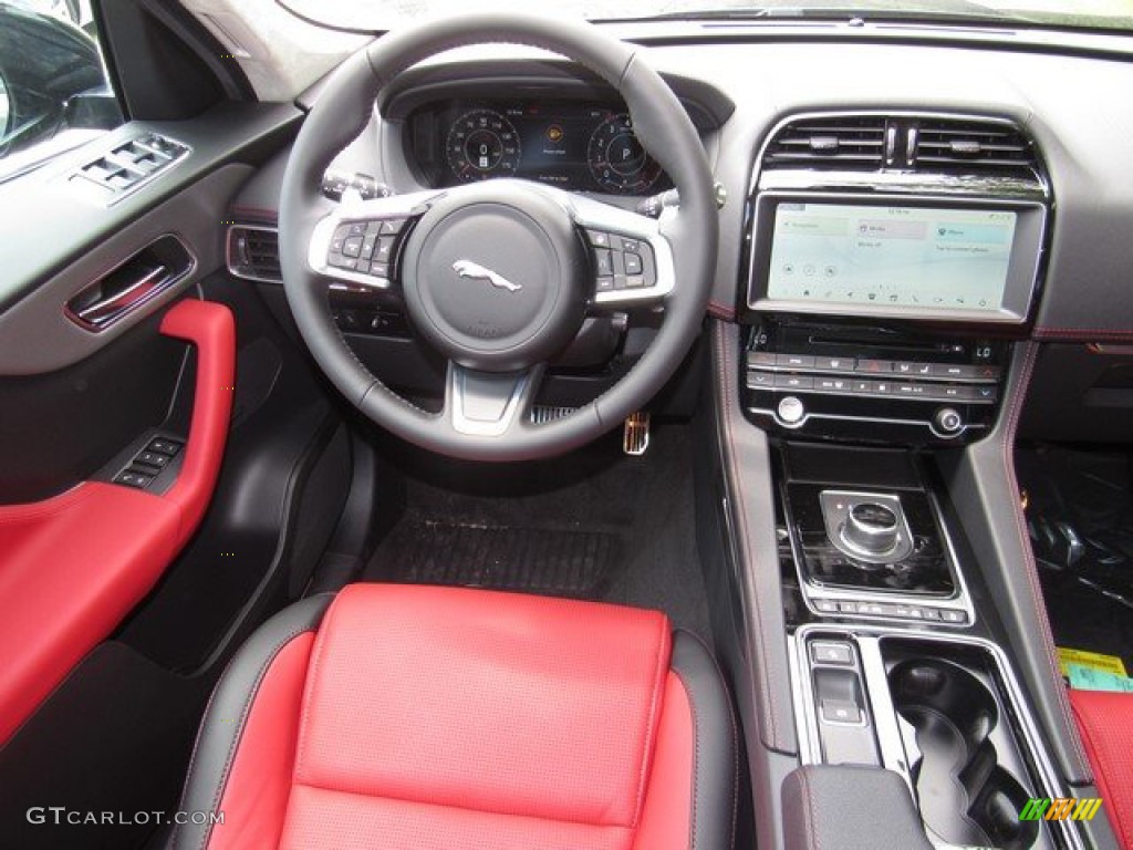 2020 Jaguar F-PACE 25t Checkered Flag Edition Ebony/Pimento Dashboard Photo #134619693