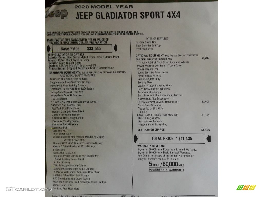 2020 Gladiator Sport 4x4 - Billet Silver Metallic / Black photo #29