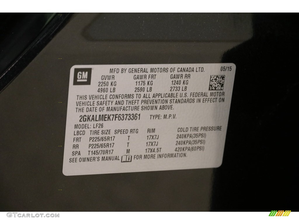 2015 Terrain SLE - Carbon Black Metallic / Jet Black photo #19