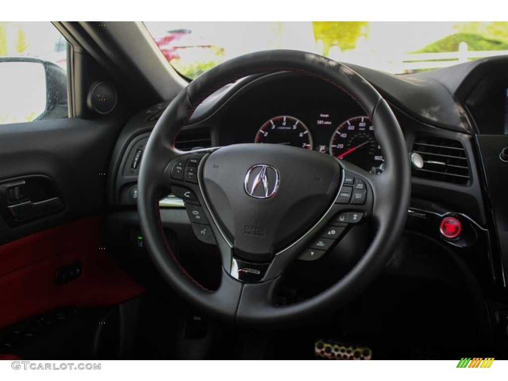 2019 Acura ILX A-Spec Red Steering Wheel Photo #134640764