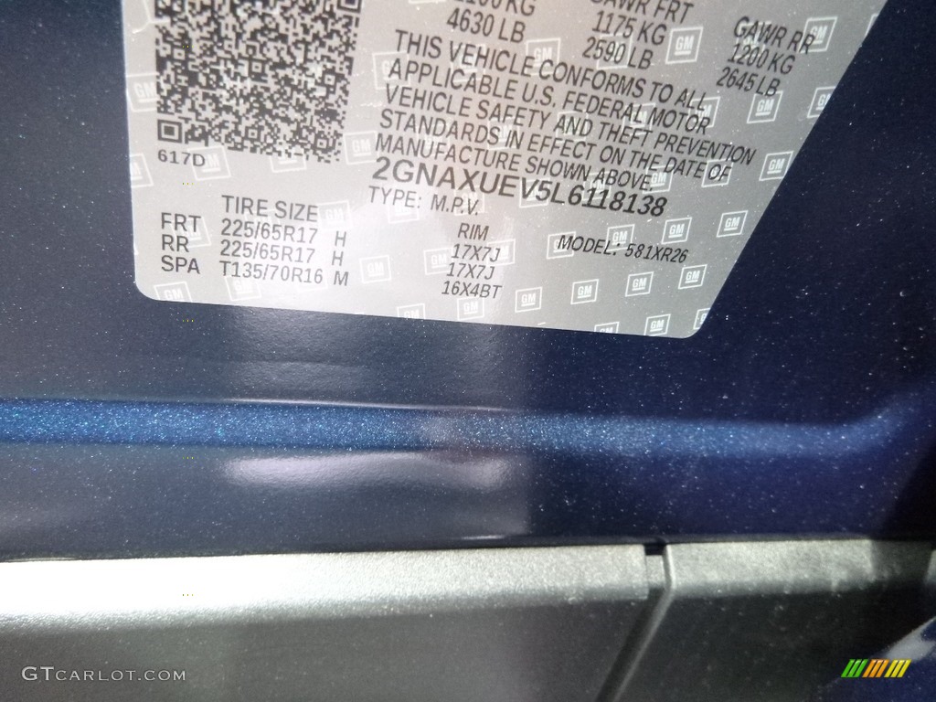 2020 Equinox LT AWD - Pacific Blue Metallic / Jet Black photo #13