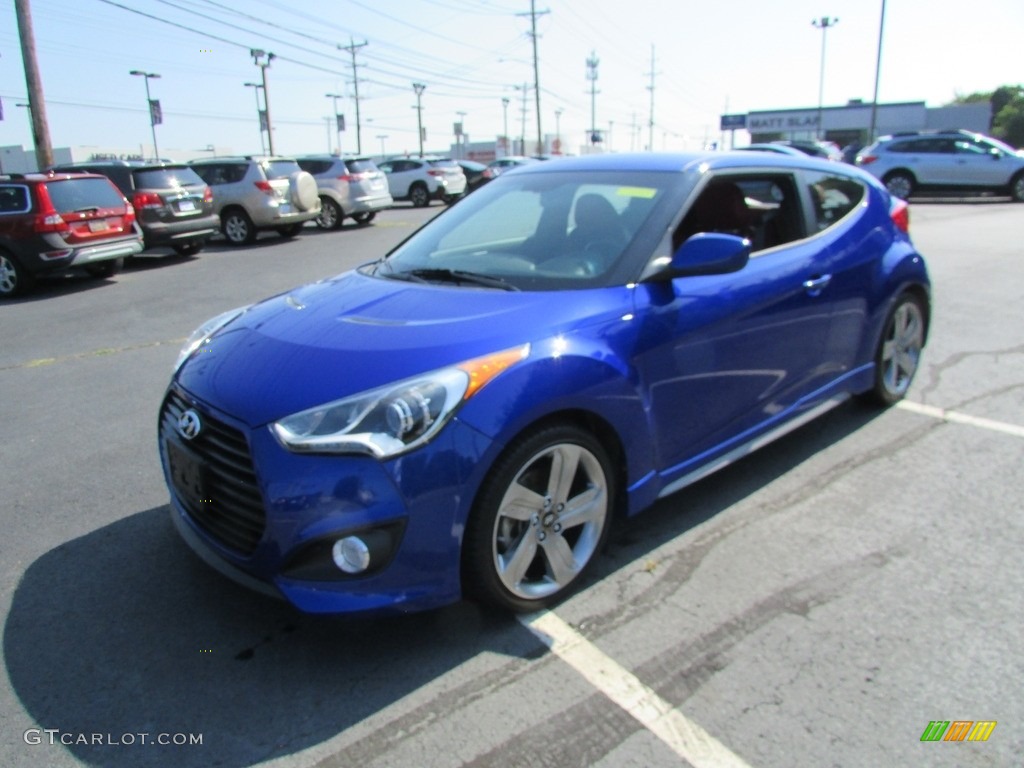 2014 Veloster Turbo - Marathon Blue / Black/Red photo #2