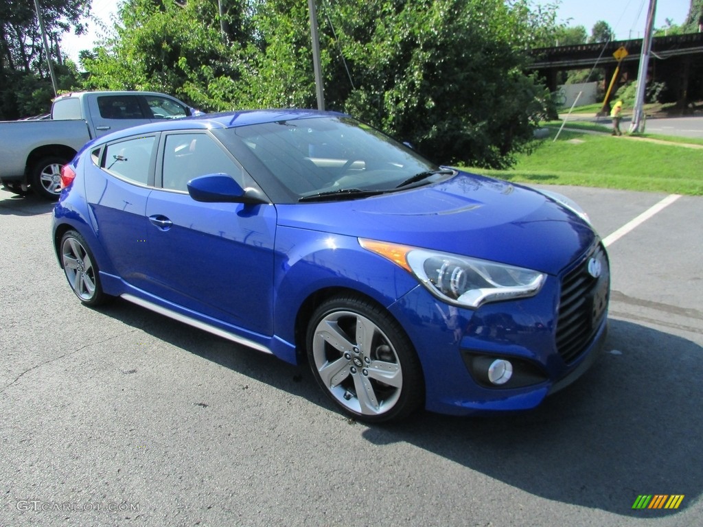 2014 Veloster Turbo - Marathon Blue / Black/Red photo #4