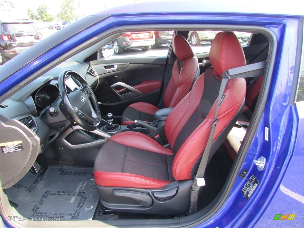 2014 Veloster Turbo - Marathon Blue / Black/Red photo #13
