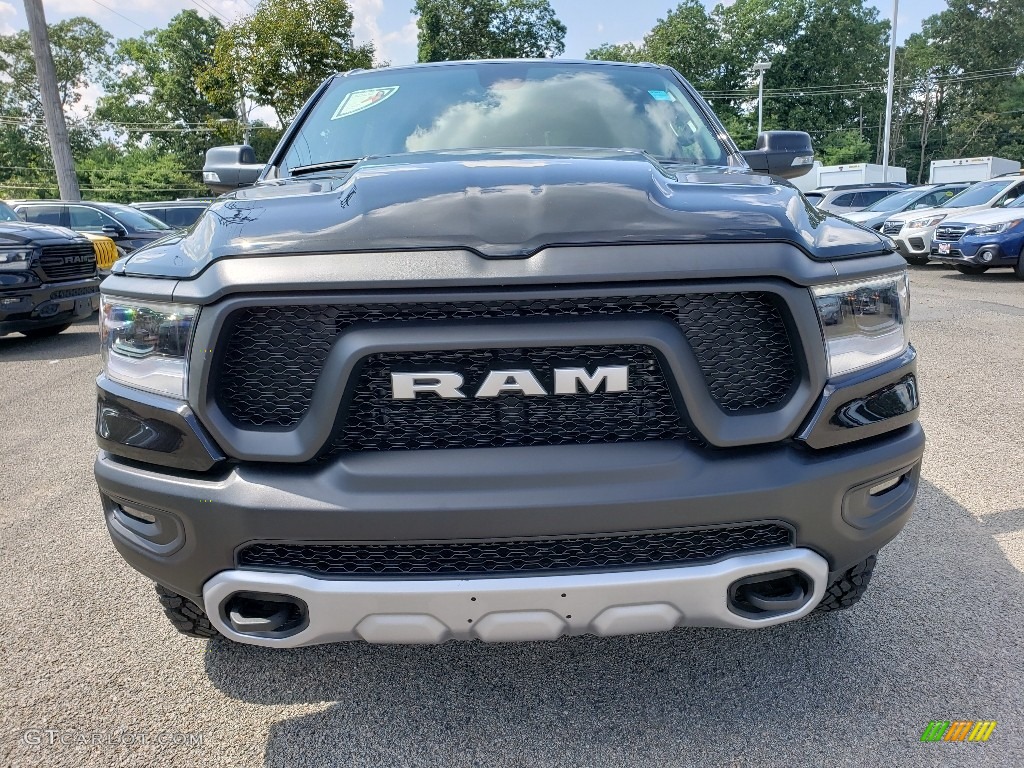 2019 1500 Rebel Crew Cab 4x4 - Diamond Black Crystal Pearl / Black/Red photo #2