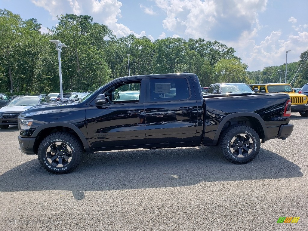 2019 1500 Rebel Crew Cab 4x4 - Diamond Black Crystal Pearl / Black/Red photo #3