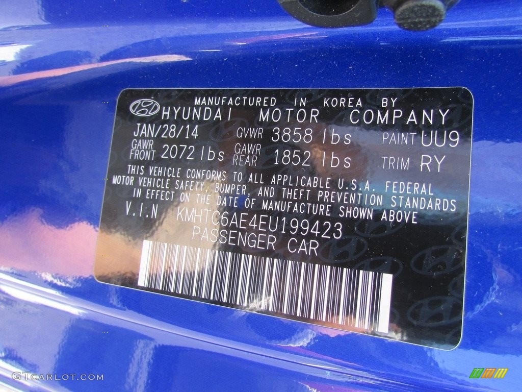 2014 Veloster Turbo - Marathon Blue / Black/Red photo #28