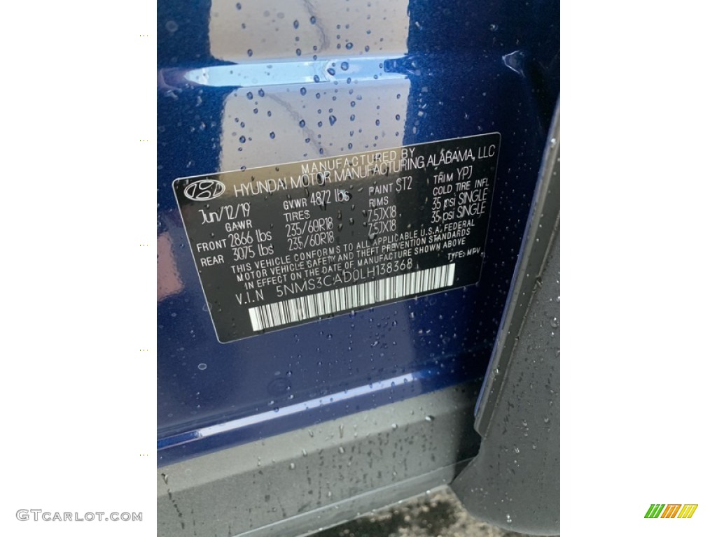 2020 Santa Fe Color Code ST2 for Stormy Sea Photo #134651617