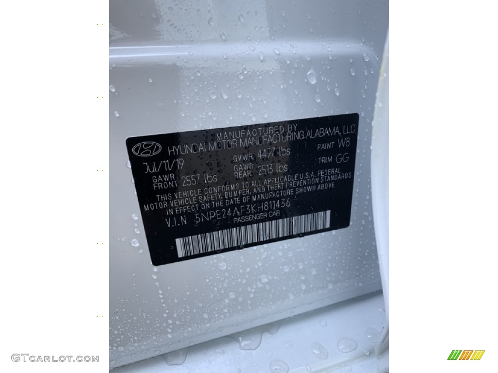 2019 Sonata SE - Quartz White Pearl / Gray photo #10