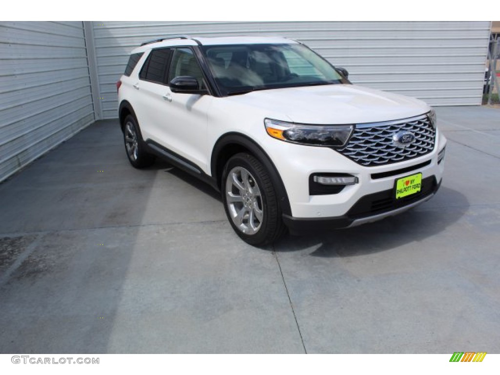 2020 Explorer Platinum 4WD - Star White Metallic Tri-Coat / Sandstone photo #2