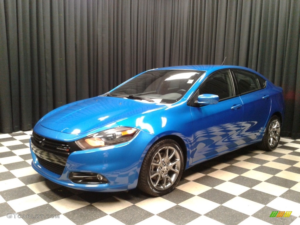 2015 Dart SXT - Laser Blue Pearl / Black/Light Tungsten Accent Stitching photo #2