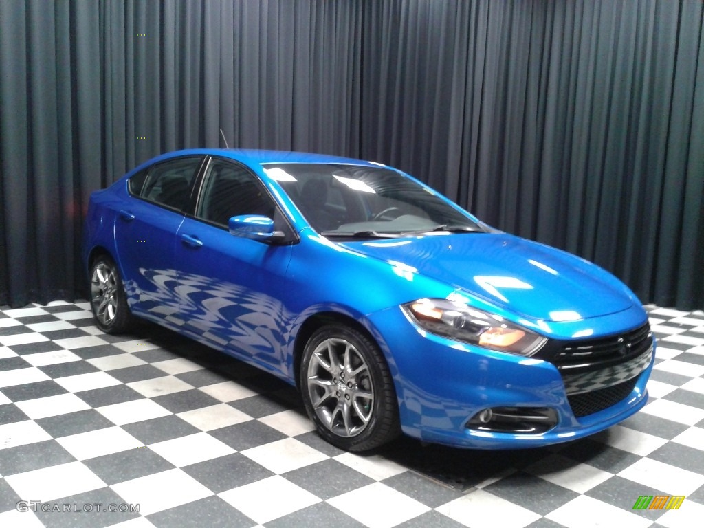 2015 Dart SXT - Laser Blue Pearl / Black/Light Tungsten Accent Stitching photo #4