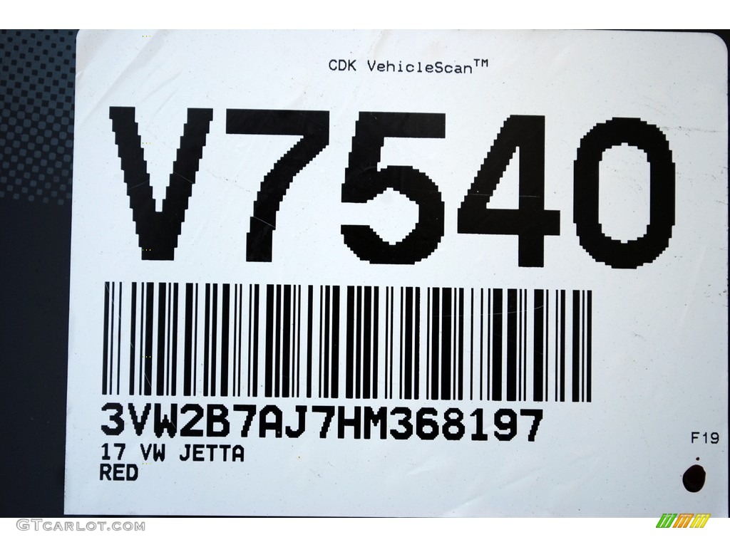 2017 Jetta S - Cardinal Red Metallic / Black/Palladium Gray photo #20