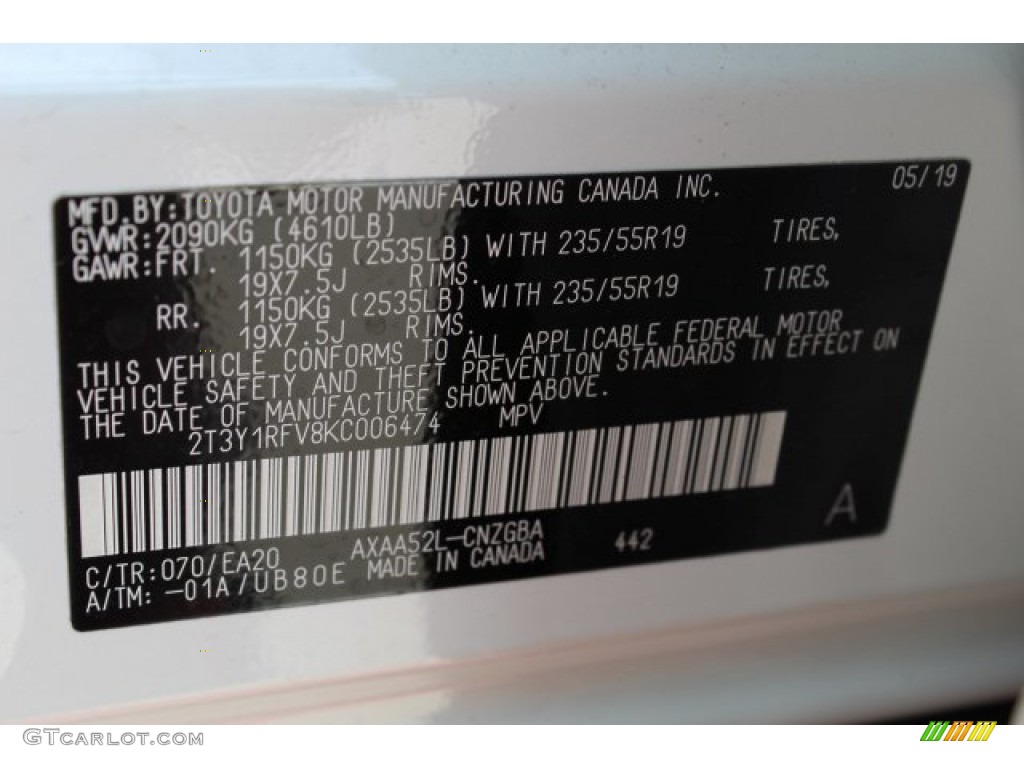 2019 RAV4 Limited - Blizzard White Pearl / Black photo #26