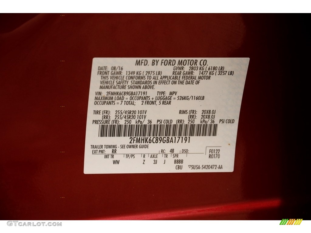 2016 Flex SEL AWD - Ruby Red / Charcoal Black/Light Earth Gray photo #21