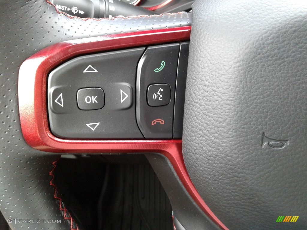 2019 Ram 1500 Big Horn Quad Cab 4x4 Black/Red Steering Wheel Photo #134704227