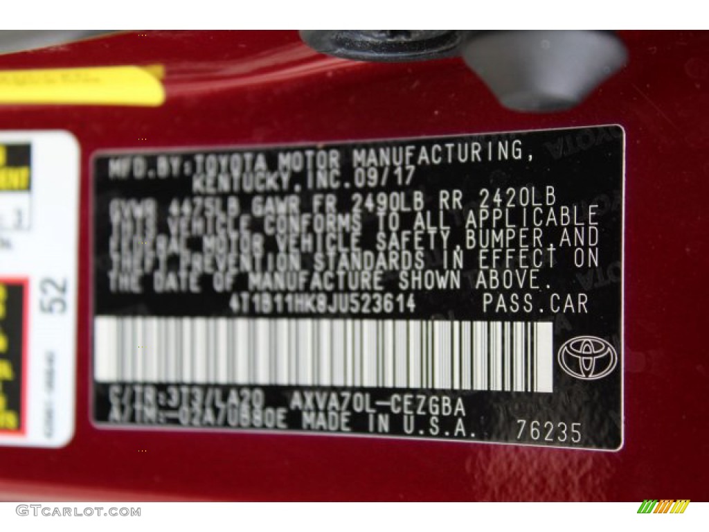 2018 Camry XLE - Ruby Flare Pearl / Black photo #33