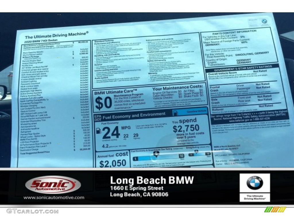 2020 7 Series 740i Sedan - Black Sapphire Metallic / Mocha photo #10