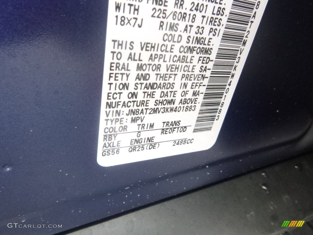 2019 Rogue SV AWD - Caspian Blue / Charcoal photo #16