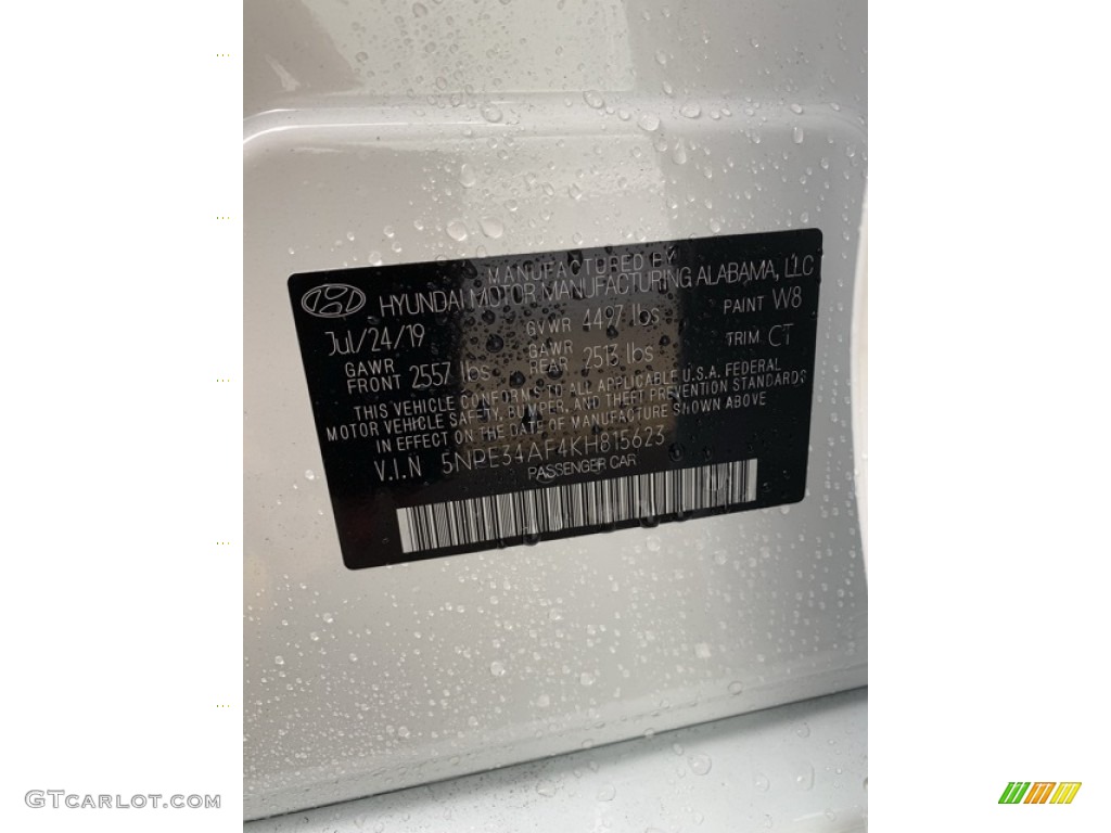 2019 Sonata Limited - Quartz White Pearl / Black photo #10