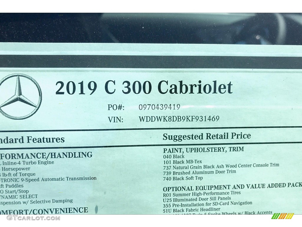2019 C 300 Cabriolet - Black / Black photo #12