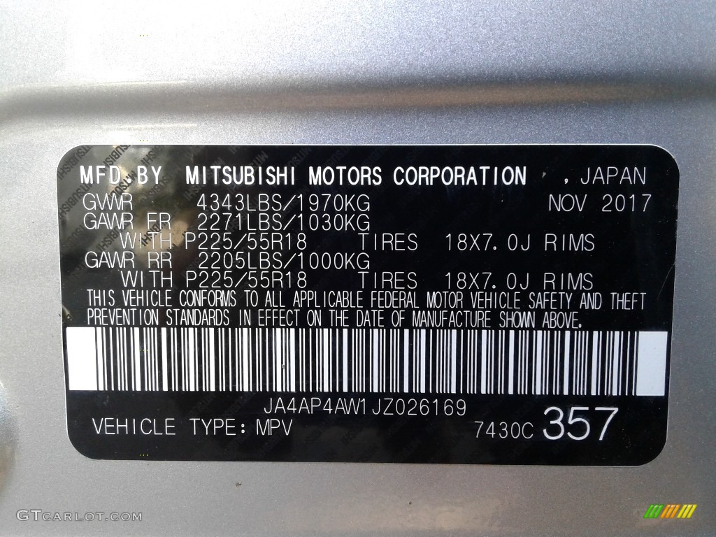 2018 Mitsubishi Outlander Sport SEL Info Tag Photos