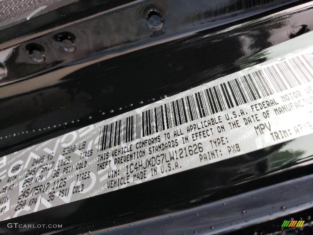 2020 Wrangler Unlimited Color Code PX8 for Black Photo #134738160