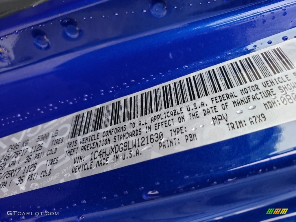2020 Wrangler Unlimited Color Code PBM for Ocean Blue Metallic Photo #134738847