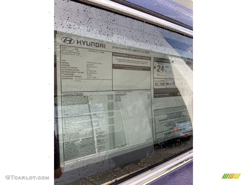 2020 Hyundai Santa Fe Limited AWD Window Sticker Photo #134740740