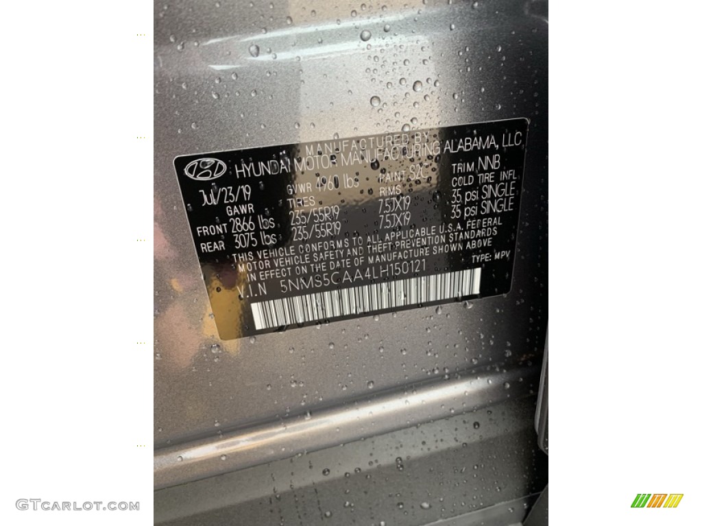 2020 Santa Fe Color Code NNB for Machine Gray Photo #134741538