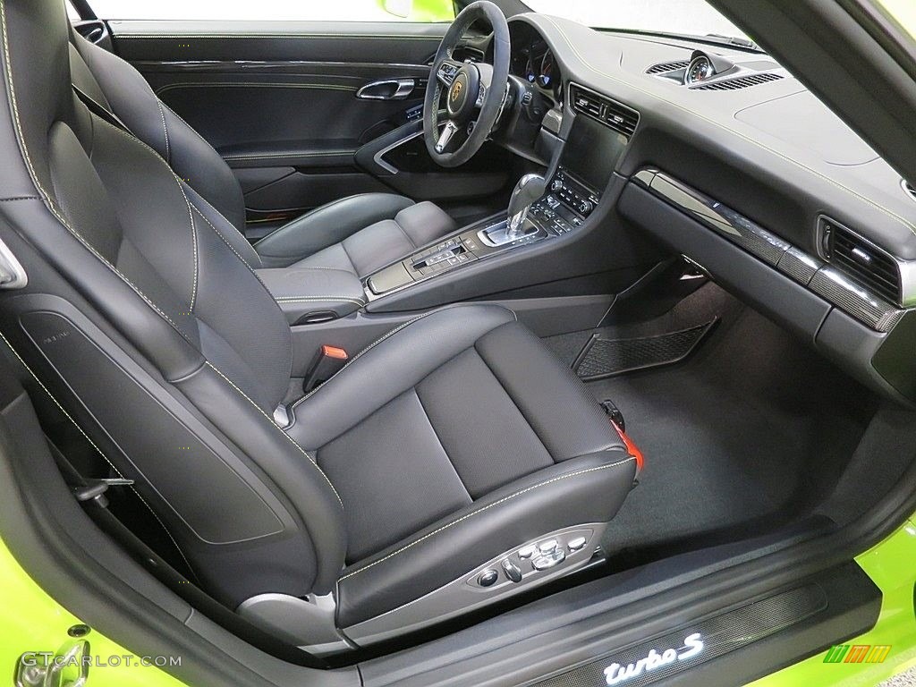 Black/Acid Green Interior 2018 Porsche 911 Turbo S Cabriolet Photo #134746218