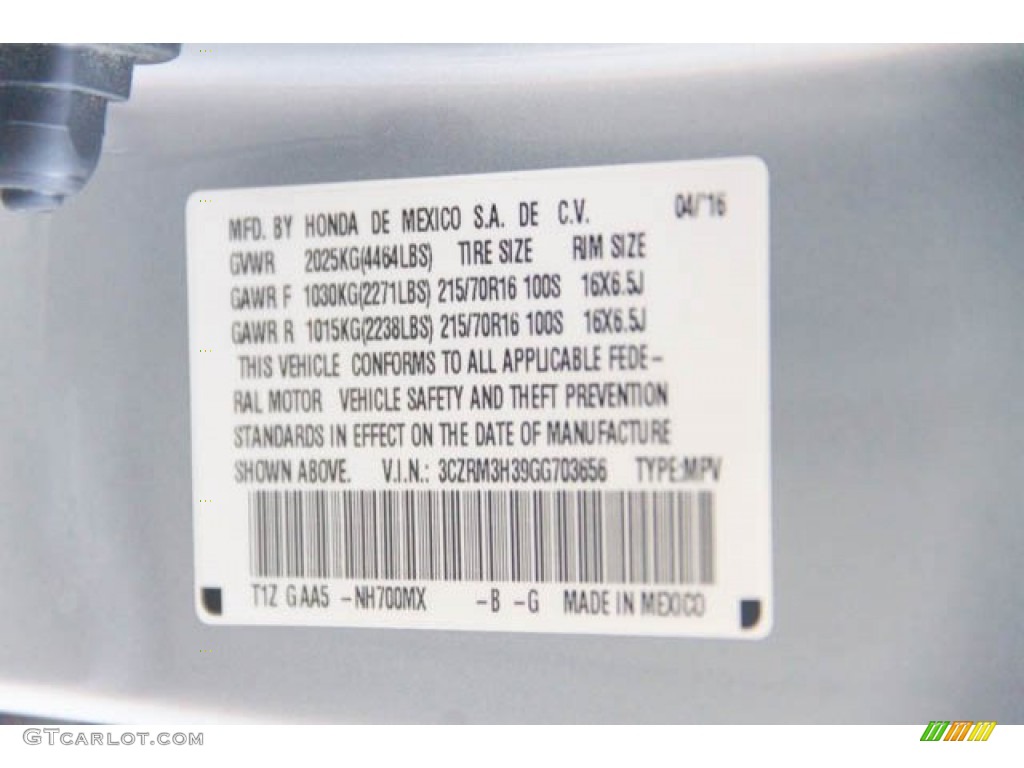 2016 CR-V LX - Alabaster Silver Metallic / Gray photo #35