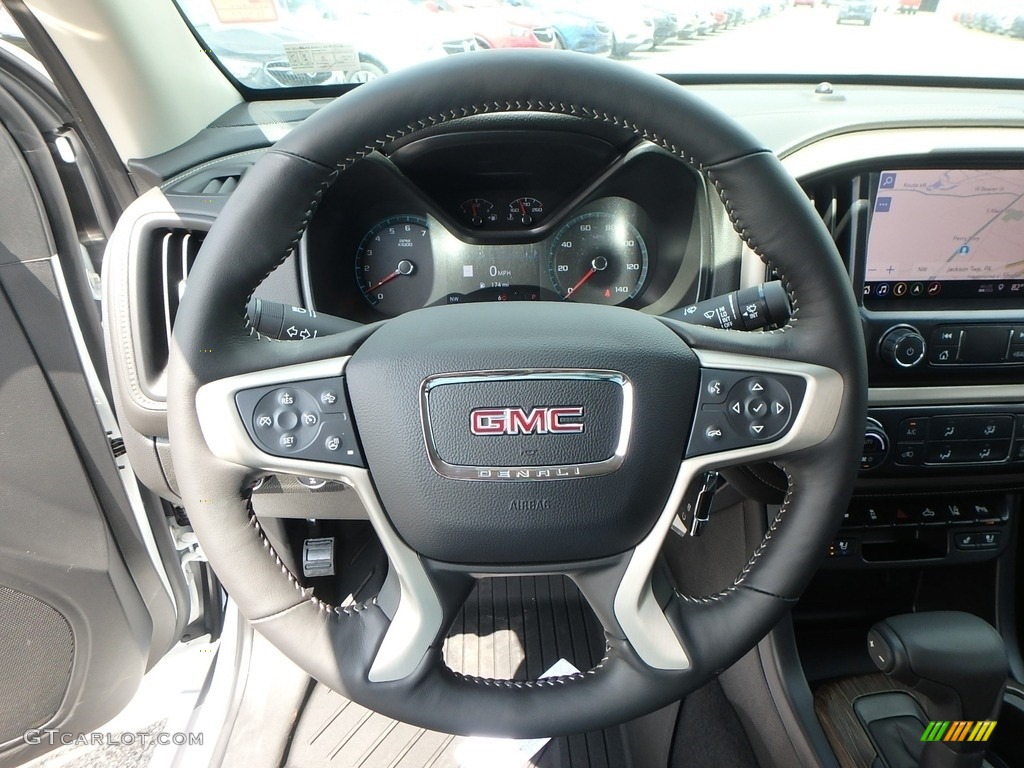 2020 GMC Canyon Denali Crew Cab 4WD Jet Black Steering Wheel Photo #134781354