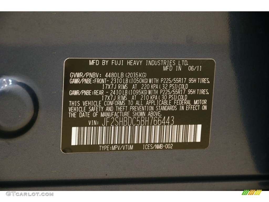2011 Forester 2.5 X Premium - Marine Blue Metallic / Black photo #20